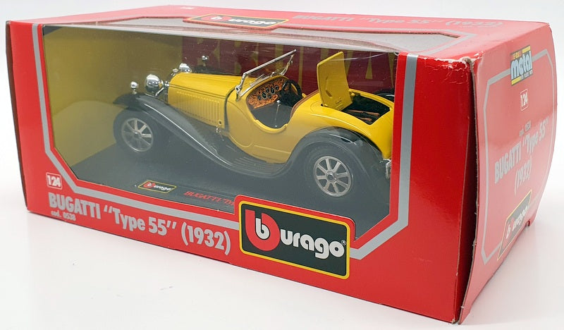 Burago 1/24 Scale Model Car 0538 - 1932 Bugatti Type 55 - Yellow/Black