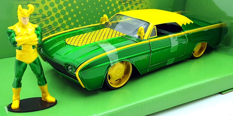 Jada 1/24 Scale Diecast 80333 - Loki Figure And 1963 Ford Thunderbird 