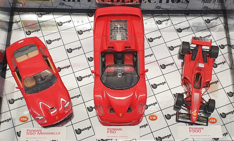 Burago 1/24 & 1/18 Scale B1203 - Ferrari F50 (1/18), F300 & 550 Maranello (1/24)