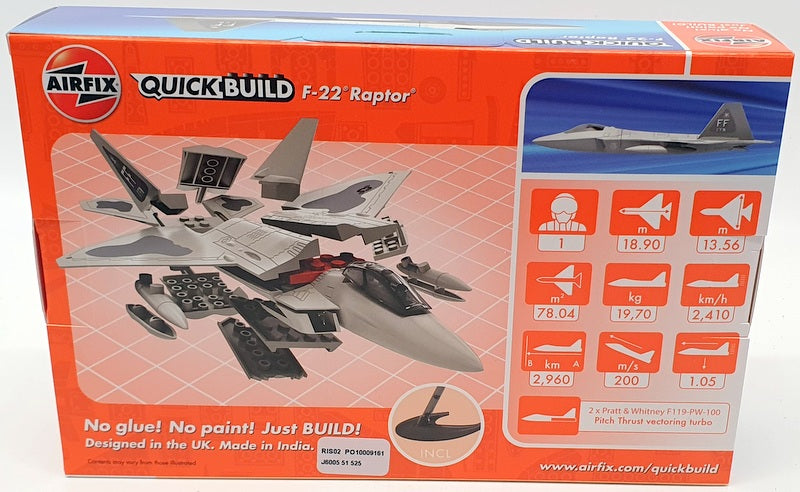 Airfix Quick Build Model Aircraft Kit J6005 - F22 Raptor