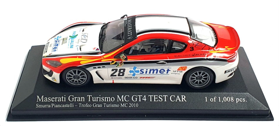 Minichamps 1/43 Scale 400 101228 - Maserati Gran Turismo MC GT4 Test Car 2010