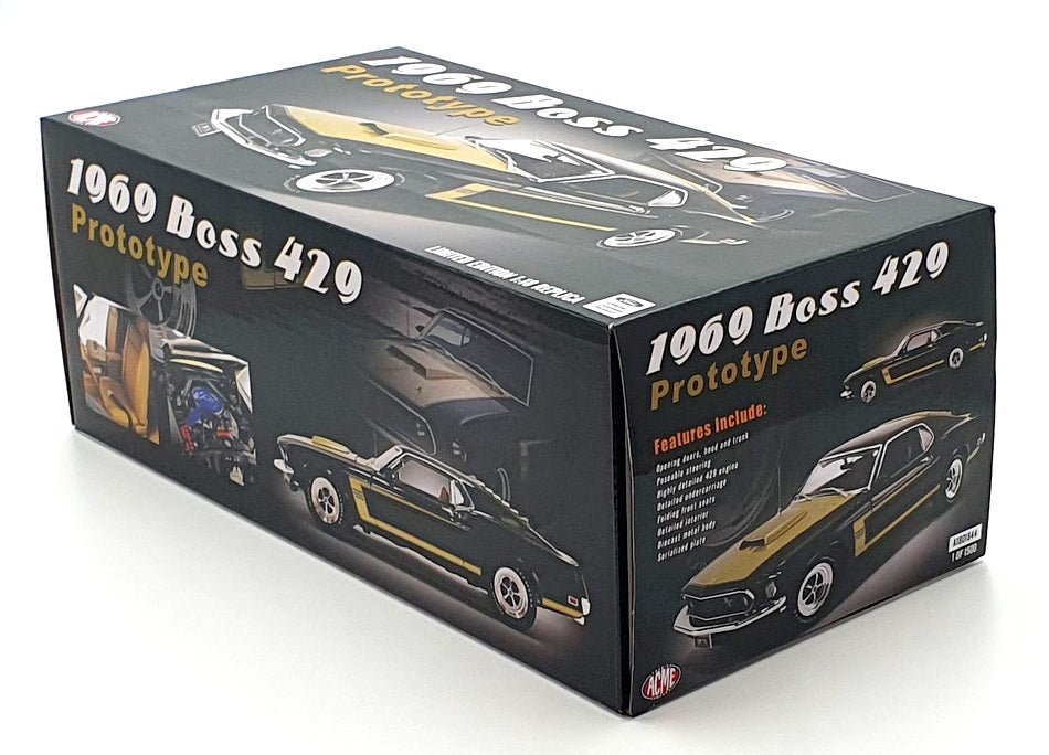 Acme 1/18 Scale A1801844 - 1965 Boss 429 Mustang Prototype - Black/Gold