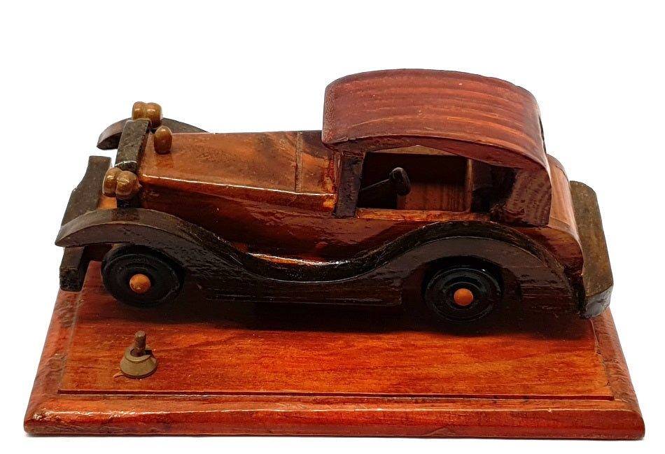Unbranded WC01 16cm Long Hand-Made Wooden Car On Plinth
