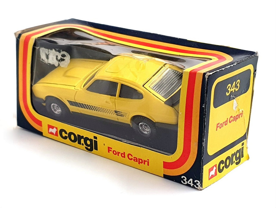 Corgi Appx 12cm Long Original Diecast 343 - Ford Capri - Yellow