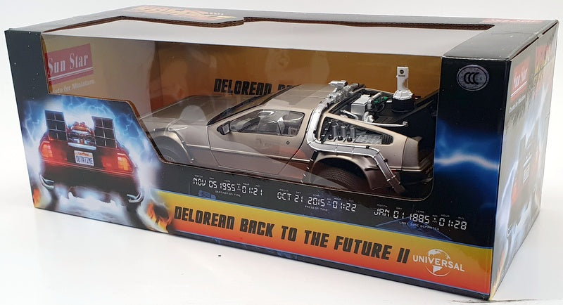 Sun Star 1/18 Scale Model Car 2710 - Deloren Back To The Future II - Silver