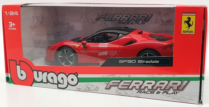 Burago 1/24 Scale Model Car #18 26028 - Ferrari SF90 Stradale - Red