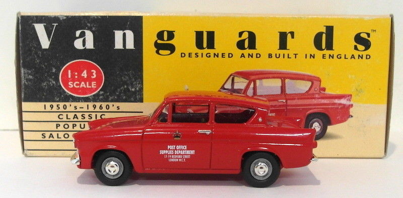Vanguards 1/43 Metal Model VA1012 Ford Anglia Post Office Supplies Red