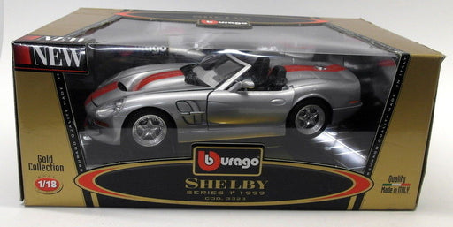 Burago 1/18 Scale Diecast 3323 Shelby Series 1 1999 Silver Red Model Car