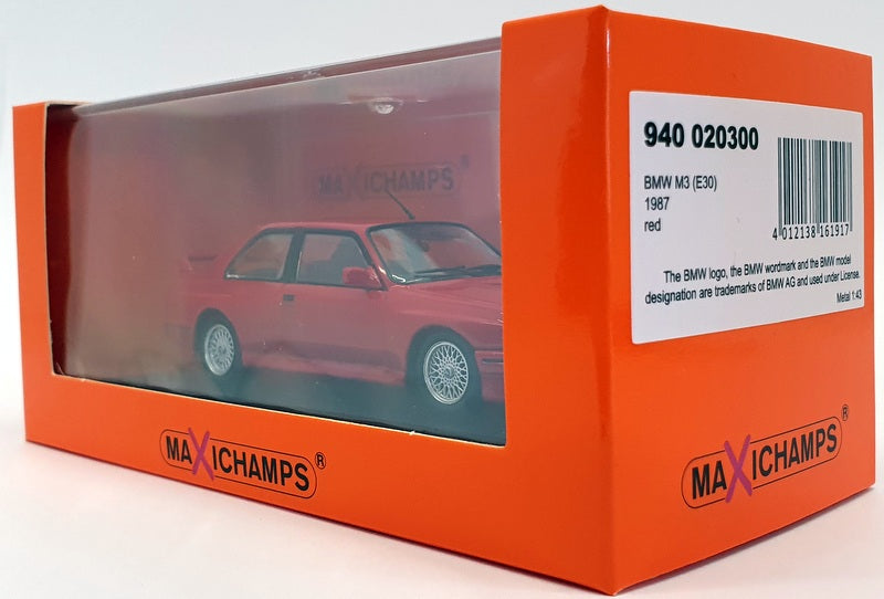 Maxichamps 1/43 Scale Model Car 940 020300 - 1987 BMW (E30) - Red