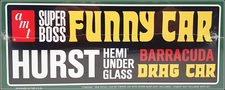 AMT 1/25 Scale Unbuilt Kit AMT1153/12 - 1966 Plymouth Barracuda Hemi Under Glass