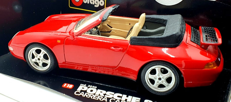 Burago 1/18 Scale Diecast 3090 - Porsche 911 Carrera Cabriolet - Red 