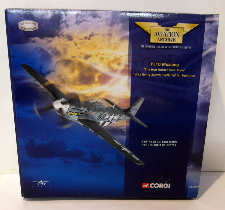 Corgi 1/72 Scale diecast - AA32202 P51D Mustang The Hun Hunter fron Texas
