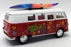 1962 VW Camper w/ Surfboard - Red - Kinsmart Pull Back & Go Metal Model Car