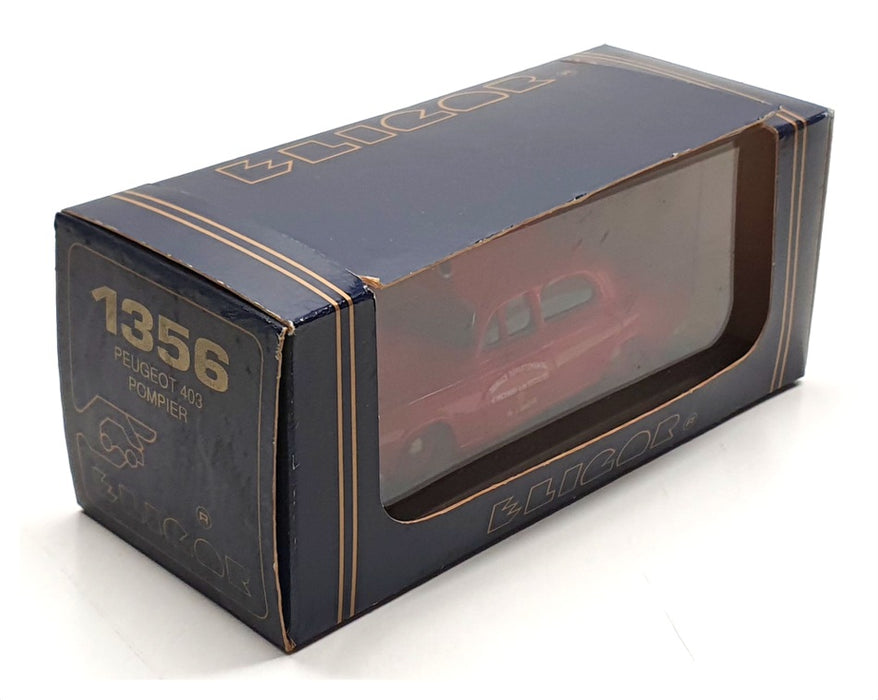 Eligor 1/43 Scale Diecast 1356 - Peugeot 403 Pompier Fire Car - Red