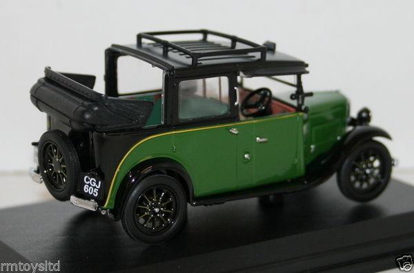 OXFORD 1/43 AT005 AUSTIN LOW LOADER TAXI ROOF DOWN GREEN / BLACK