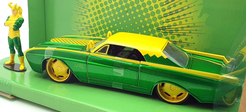 Jada 1/24 Scale Diecast 80333 - Loki Figure And 1963 Ford Thunderbird 