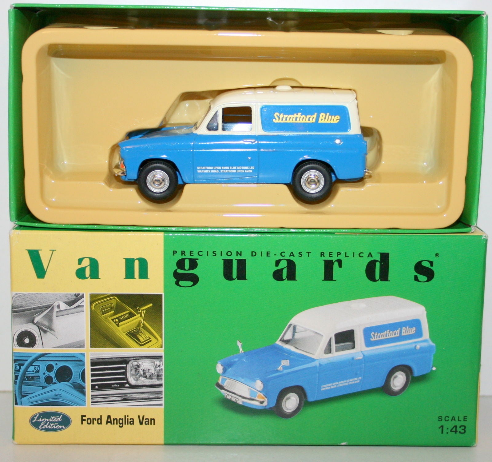 VANGUARDS 1/43 VA00414 FORD ANGLIA VAN STRATFORD BLUE
