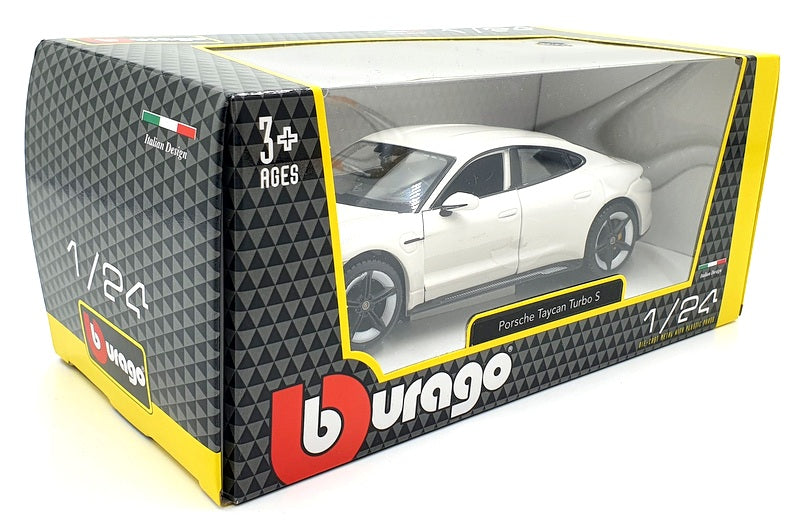 Burago 1/24 Scale Diecast #18-21098 - Porsche Taycan Turbo S - White