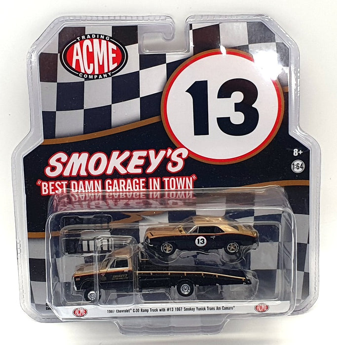 ACME 1/64 Scale 51164 - 1967 Chevrolet C30 Truck With 1967 Smokey Trans Am Camro