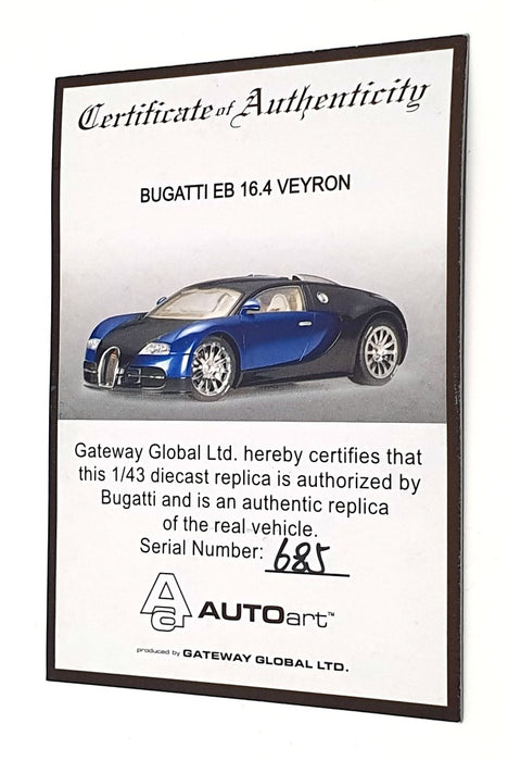 Autoart 1/43 Scale Diecast 50903 - Bugatti EB 16.4 Veyron Show Car - Blue