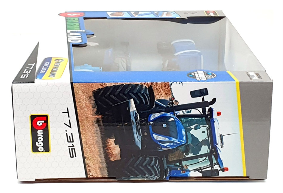 Burago 1/50 Scale 18-31668NH - New Holland Tractor T7.315 & 3 Trailers