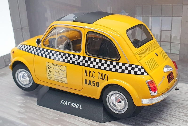 Solido 1/18 Scale Diecast S1801407 - 1965 Fiat 500 L Taxi NYC - Yellow