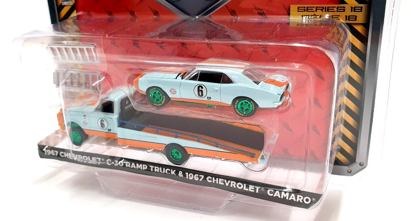 Greenlight 1/64 Scale 33180-A 1967 Chevrolet C30 Ramp Truck & 1967 Camaro Chase