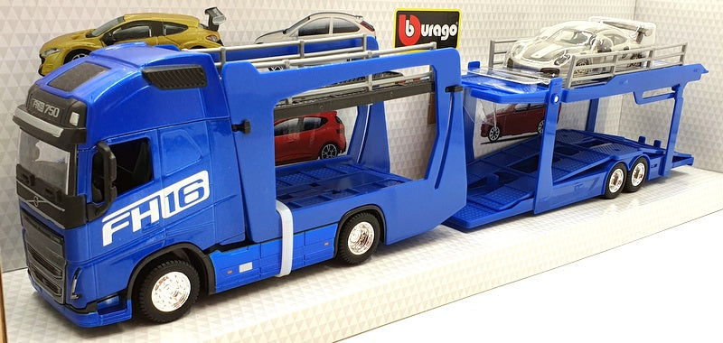 Burago 1/43 Scale #18 31463 - Volvo FH16 Multicar Carrier With Porsche GT2RS