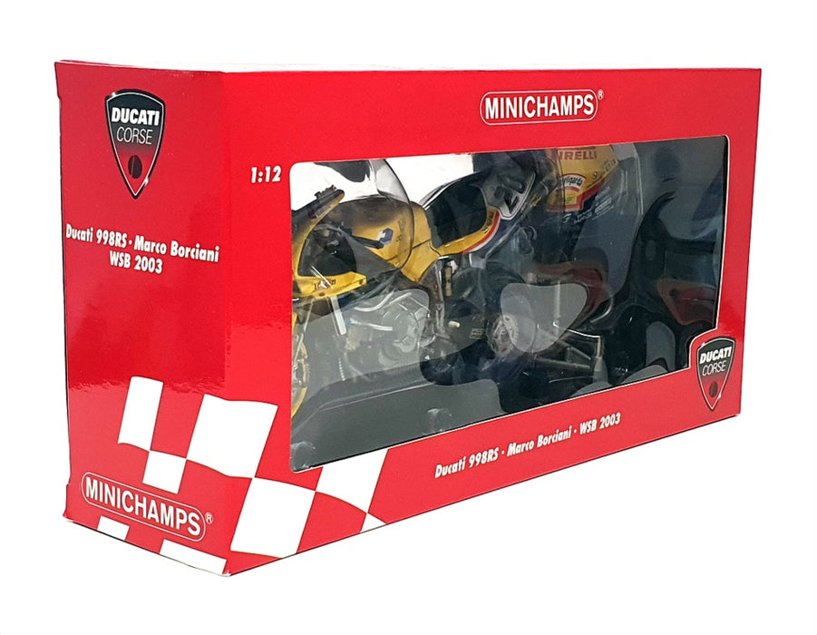 Minichamps 1/12 Scale 122 031220 - Ducati 998RS Motorbike - M. Borciani WSB 2003