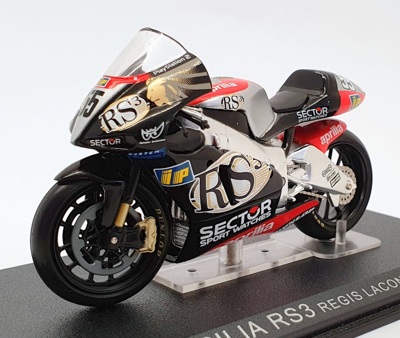 Ixo Models 1/24 Scale IB11 - Aprilia RS3 - #55 Regis Laconi 2002 - Black/Silver