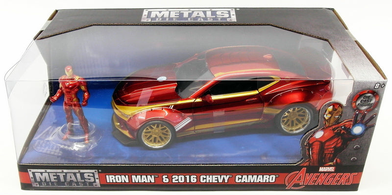 Jada Toys, 253225003 Marvel Iron Man 2016 Chevy Camaro SS, 1:24 Modellauto inkl. Iron Man Figur, aus Zinkdruckguss, öffnende Türen, Motorhaube, Kofferraum, rot/Gold Jada Toys, 253225003 Marvel Iron Man 2016 Chevy Camaro SS, 1:24 Modellauto inkl. Iron Man Figur, aus Zinkdruckguss, öffnende Türen, Motorhaube, Kofferraum, rot/Gold