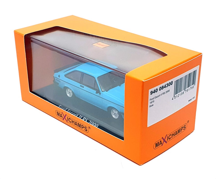 Maxichamps 1/43 Scale 940 084300 - 1975 Ford Escort II RS 2000 - Blue
