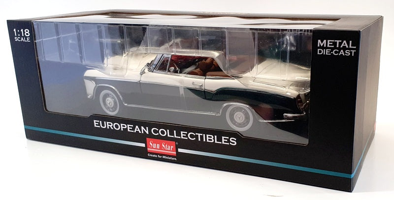 Sun Star 1/18 Scale Model Car 3576 - 1958 Mercedes Benz 220 SE - Ivory/Black