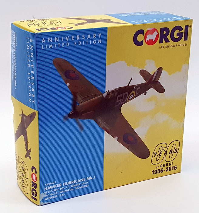 Corgi 1/72 Scale Diecast AA27603 Hawker Hurricane Mk1 60th Anniv Ltd Ed