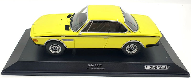 Minichamps 1/18 Scale Diecast 155 028130 - BMW 3.0 CSL 1971 - Yellow