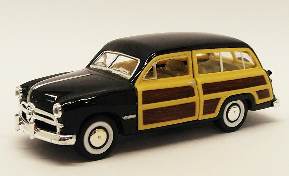 1949 Ford Woody Wagon - Black - Kinsmart Pull Back & Go Diecast Metal Model Car
