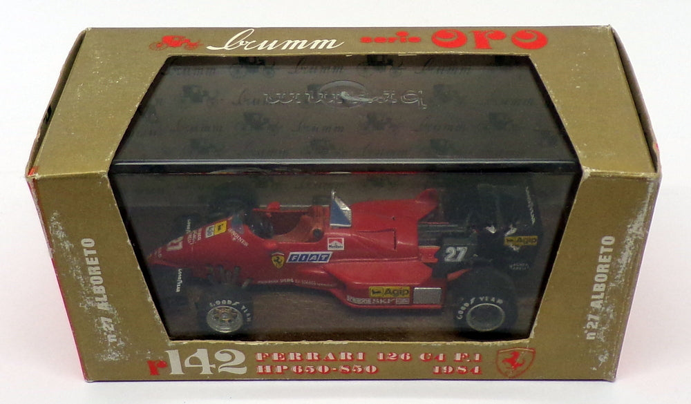 Brumm 1/43 Scale Model Car R142 - 1984 F1 Ferrari 126 C4 - #27 Red