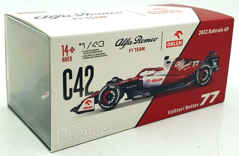 Burago 1/43 Scale 18-38068 - F1 Alfa Romeo Orlen C42 2022 Valteri Bottas #77