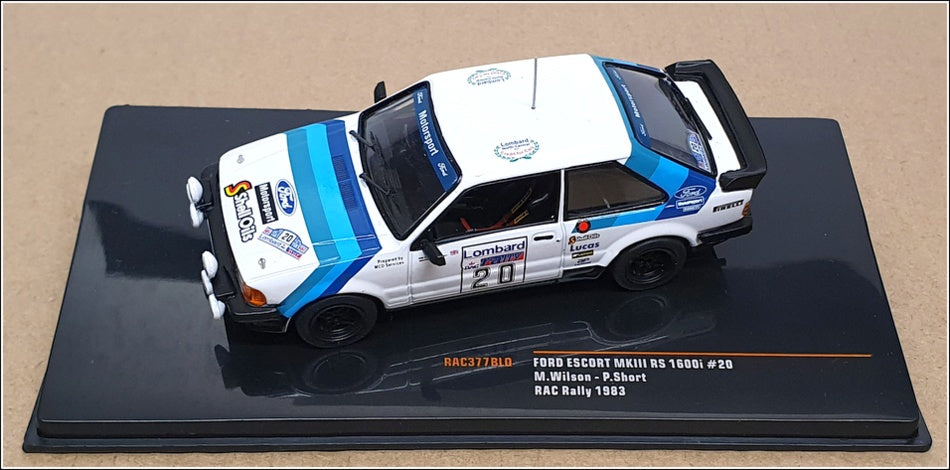 Ixo 1/43 Scale RAC377BLQ - Ford Escort MKIII RS 1600i #20 RAC Rally 1983