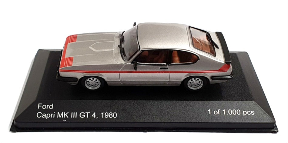 Whitebox 1/43 Scale Diecast WB163 - 1980 Ford Capri MkIII GT4 - Silver/Red