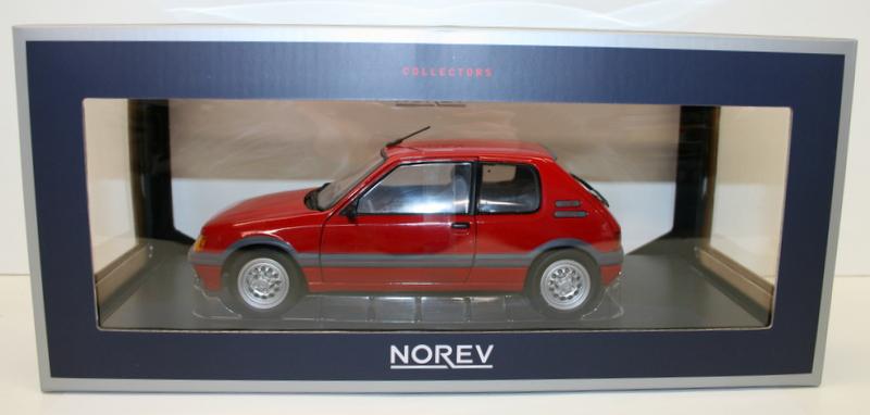 Norev 1/18 Scale 184853 - 1988 Peugeot 205 GTi 1.6 - Vellelunga Red
