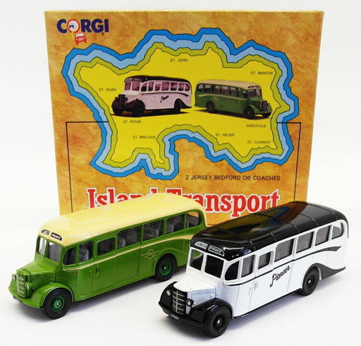 Corgi 1/50 Scale Bus Set 97741 - 2 Jersey Bedford OB Coaches - Island Transp.