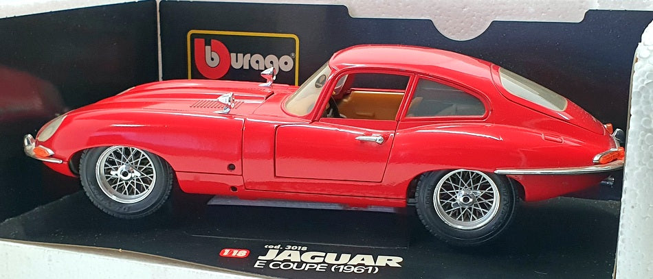 Burago 1/18 Scale Diecast 3018 - 1961 Jaguar E Coupe - Red