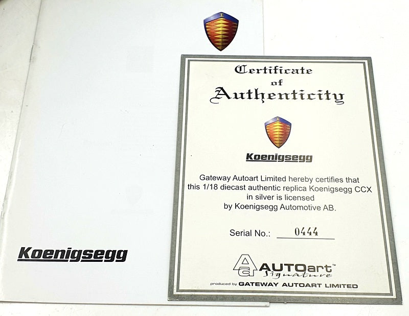 Autoart 1/18 Scale Diecast 79003 - Koenigsegg CCX - Silver