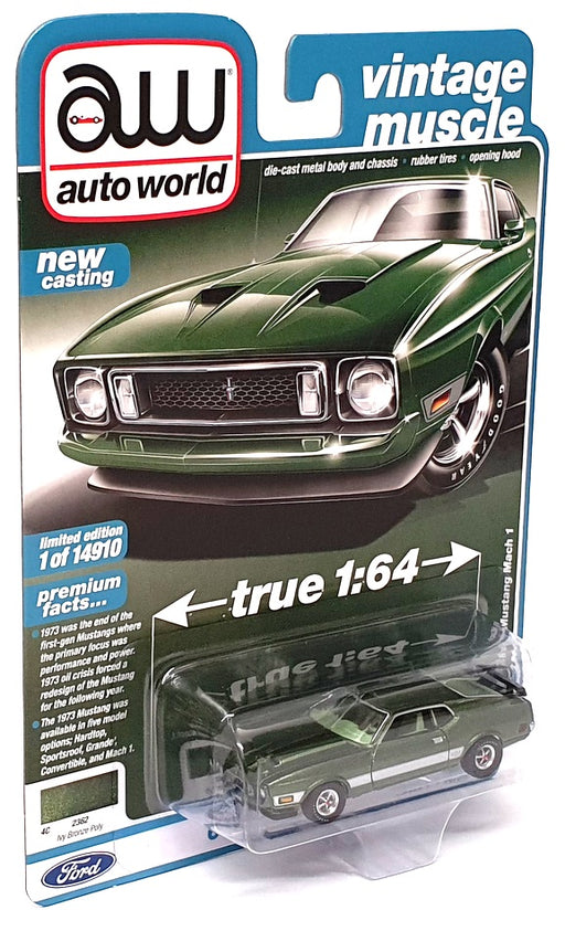 Auto World Vintage Muscle 1/64 Scale AW64352 1973 Ford Mustang Mach 1 Met Green