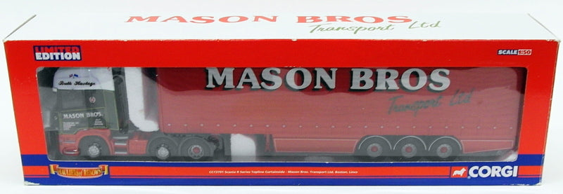 Corgi 1/50 Scale Model Truck CC13701 - Scania R Topline Curtainside Mason Bros