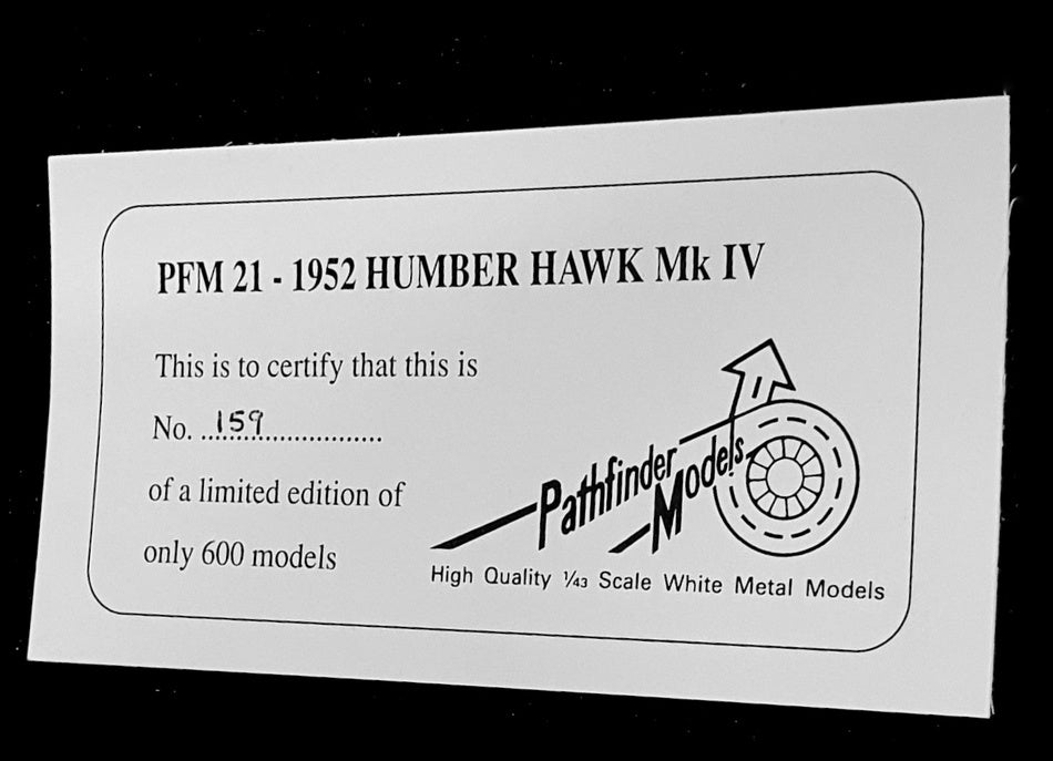Pathfinder Models 1/43 Scale PFM21 - 1952 Humber Hawk MK. IV 1 Of 600 Black