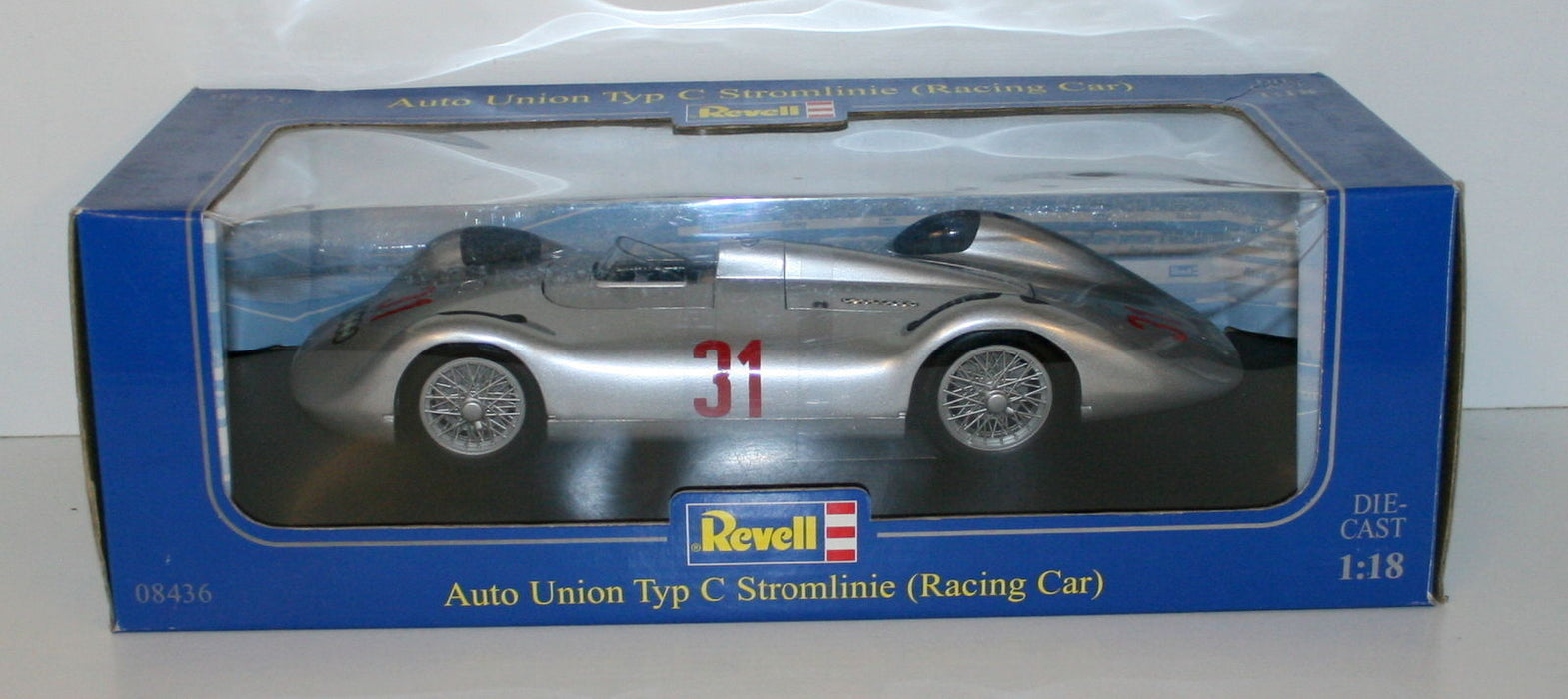 Revell 1/18 Scale 08436 Auto Union Typ C Stromline Racing Car #31 Silver
