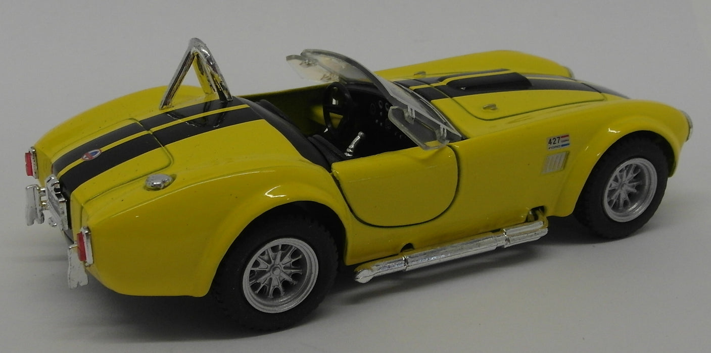 1965 Shelby Cobra 427 S/C - Yellow - Kinsmart Pull Back & Go Diecast Metal Model Car