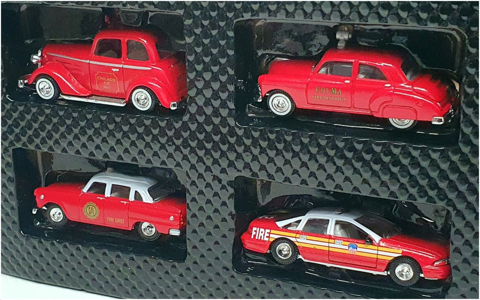 Golden Wheel 1/64 Scale 14414 - Chevrolet Fire Series 4 Piece Set - Red